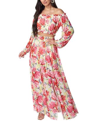 Bebe High Slit 2Pc Mesh Dress