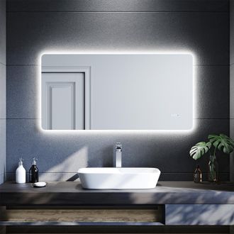 Sonni Sonni Espejo Ba&ntilde;o Con Luz 120x60 Cm Con Reloj/indicador De Temperatura Interruptor T&aacute;ctil Espejo De Ba&ntilde;o Led Pared
