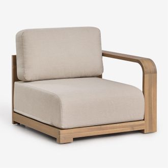Sklum M&oacute;dulo Esquinero Derecho Para Sof&aacute; Modular De Jard&iacute;n En Madera De Acacia Brivori Sklum