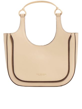 The Bridge Beige Baby Hobo Structured Leather Shoulder Bag