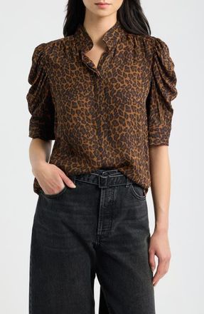 Frame Denim The Gillian Silk Top in Light Leopard Multi at Nordstrom, Size X-Small