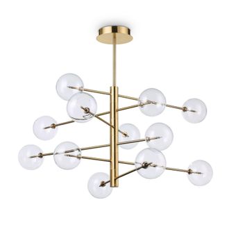 Netlighting Equinoxe 12 Light Multi Arm Ceiling Pendant Light Antique Brass in Yellow