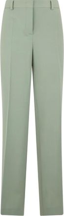 Alberta Ferretti Klassieke Broek met Hoge Taille - Dames - Straight fit broeken - Groen - L - Wol - Broeken