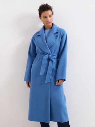 Phase Eight Long Sleeve Belted Wrap Midi Coat in Blue at Nordstrom, Size X-Small