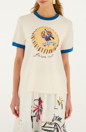 Farm Rio Beer Cap Logo Graphic Cotton Baby Tee in Off-White at Nordstrom, Size Xx-Small