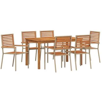 vidaXL Conjunto De Comedor De Jard&iacute;n 7 Pcs Beige Polirat&aacute;n Vidaxl