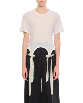 Simone Rocha White Easy Satin Bow T-Shirt