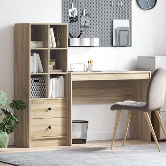 Berkfield Home Desk with Storage Sonoma Oak Engineered Wood in Taupe