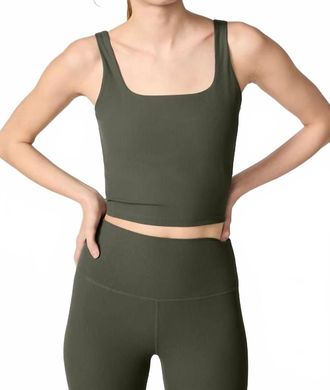 MPG Sport Ribbed Longline Crop Tank Top In Kambaba