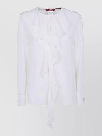 Max Mara draped ruffle shirt gold tone buttons