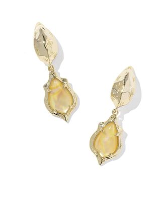 Kendra Scott Womens Adriana Scallop Frame Huggie Earrings In Gold / Yellow Iridescent Abalone