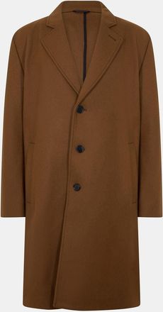 HUGO BOSS Hugo Mens Solid Patterned Lapel Collared Overcoat in Rust/Copper - Size 40 (Chest)