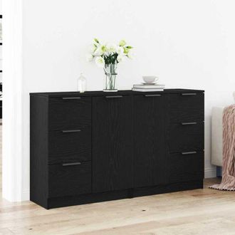vidaXL Vidaxl - Aparador Roble Negro 180 X 30 X 70 Cm Madera Contrachapada