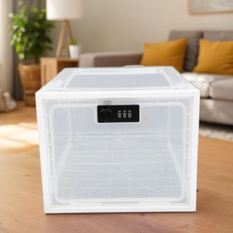 Infinite Abschlie&szlig;bare Sicherheitsbox F&uuml;r Den K&uuml;hlschrank - Robustes Kunststoffgeh&auml;use Mit 3-stelligem Zahlenschloss Und Wei&szlig;-transparentem Rahmen
