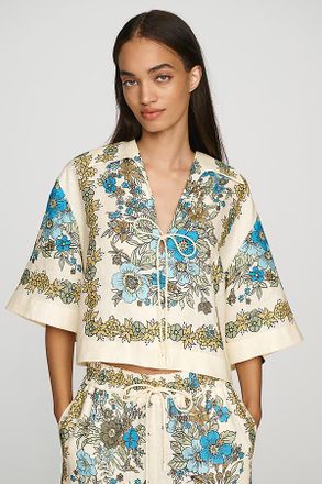 Alemais Sophia Short-Sleeve Linen Top