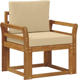 vidaXL Sof&aacute; De Exterior Madera De Acacia S&oacute;lida Y Poli&eacute;ster Natural Vidaxl