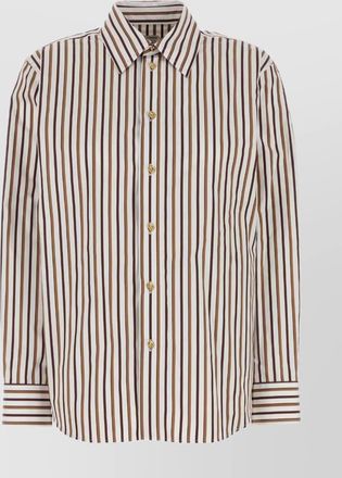 Bottega Veneta striped long sleeve poplin shirt