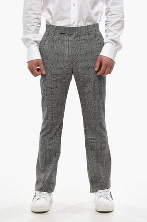 Celine Pantaloni In Lana Con Motivo Check Celine