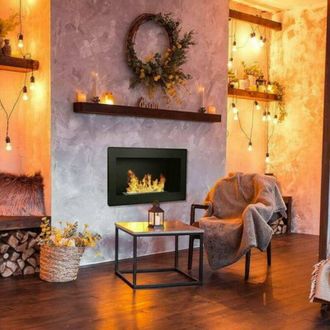 Dmora Chimenea De Bioetanol Dsquizzat, Chimenea Ecol&oacute;gica, Hogar Sin Humo, Calefactor De Etanol, Made In Italy, 90x12 H39 Cm, Negro - Dmora