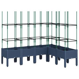 Berkfield Home Garden Planter with Trellis Blue Grey 160x120x142.5 cm PP
