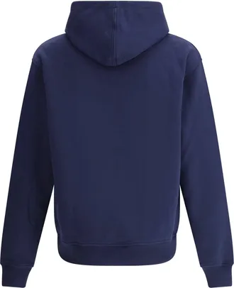 Ami Mens Logoed Hoodie Bleu Nuit Cotton Sweatshirts Sweater