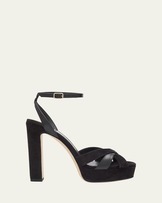 Jimmy Choo London 120mm Kove Mixed Leather Platform Sandals