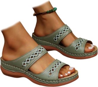 Generic Wide Width Orthopedic Sandals for Women Dressy Boho Slip-On Platform,Open Toe Summer Beach Shoes - Comfort Flat Sandals for Walking,Outdoor & Casual W