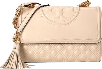 Tory Burch Tory Burch Pre-owned Womens Small Fleming Convertible Shoulder Bag in Beige Leather - One Size