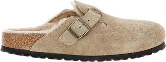 Birkenstock Taupe Boston Shearling Suede Clogs