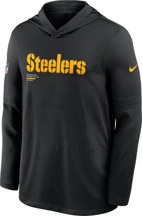 Nike Pittsburgh Steelers Pure Fury Sideline Nike Mens Dri-FIT NFL Long-Sleeve Hooded Top in Black | 03B900A7L-P8B