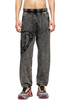 Diesel Organic cotton sweatpants with Oval D patch - Pants - Man - Grey