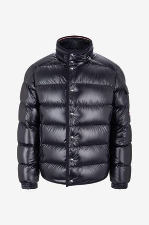 Moncler Lackierte kurze Daunenjacke mit Stehkragen Gourette