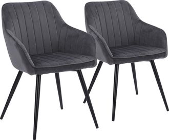 Happy Garden Juego De 2 Sillas De Terciopelo Gris Bertille