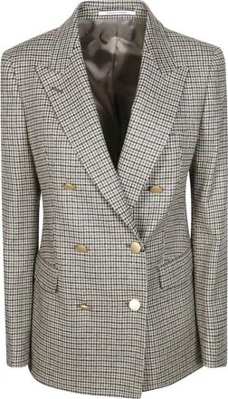 Tagliatore Parigi Pied de Poule Lurex Jas - Dames - Blazers - Beige - L - Tweed - Jassen