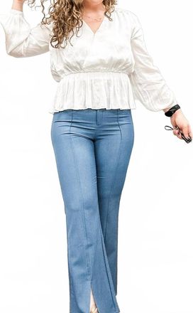 Current Air Margot Boot Cut Trousers In Aegean Blue