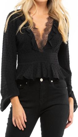 Blue Life Prince V-Neck Long Sleeve Top In Black Lace
