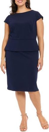 London Times Cap Sleeve Peplum Sheath Dress in Martm Navy at Nordstrom Rack, Size 14W