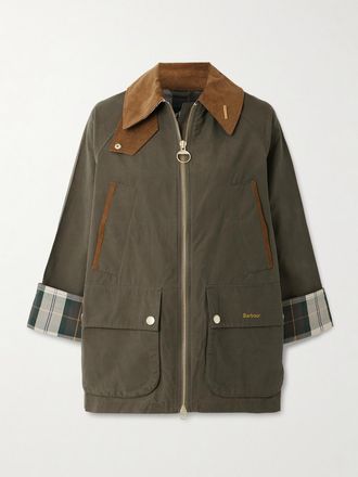 Barbour Giacca In Misto Cotone Cerato Con Finiture In Velluto A Coste Icons Bedale - Verde