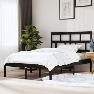 vidaXL Estructura De Cama De Madera Maciza Negro 150x200 Cm Vidaxl