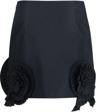 Blumarine Floral Appliqu&eacute; Crepe Mini Skirt - Black