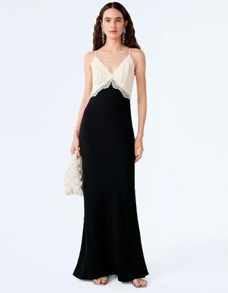 Omnes Womens Drew Maxi Dress in Black and White - Size: 10