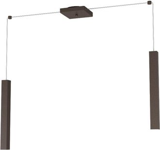 Top-Light Sospensione Moderna Square Tube Metallo Marrone 2 Luci Gu10
