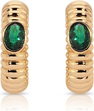 Ettika Contemporary Large Textured Hoop Earrings in Green at Nordstrom