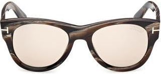 Tom Ford 52mm Round Photochromic Sunglasses in Coloured Horn /Brown at Nordstrom Rack