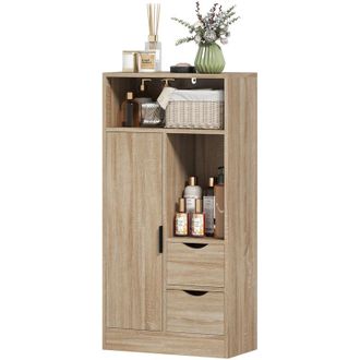 HOMCOM Mobiletto Bagno Salvaspazio con 2 Cassetti, Mensole e Armadietto Legno - Homcom