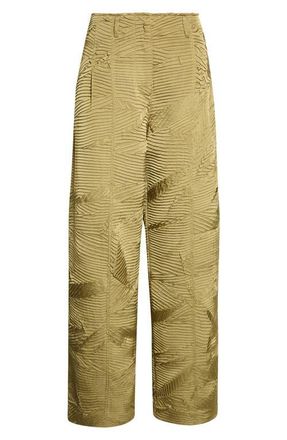 Ulla Johnson Carine Pleated Satin Pants in Moss Gold at Nordstrom, Size 12