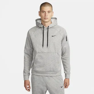 Nike Mens Nike Therma Therma-FIT Hooded Fitness Pullover in Grey | DQ4834-063