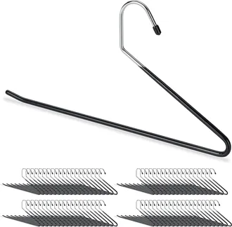 Relaxdays Pack De 80 Perchas Ropa Para Pantalones Antideslizantes, Metal Y Pvc, 35 Cm, Negro