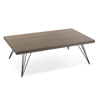VERSA Mesa baja de centro en aglomerado efecto madera y metal marr&oacute;n y negro