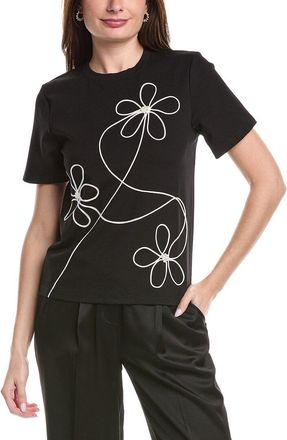 Gracia Floral Embroidered Crew Neck Top